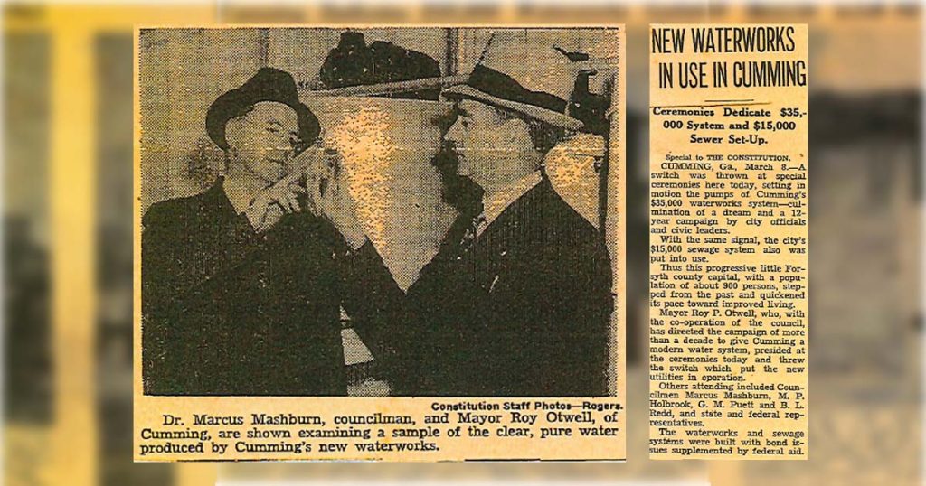 A historical newspaper article featuring two men in hats from the PWPF organization.